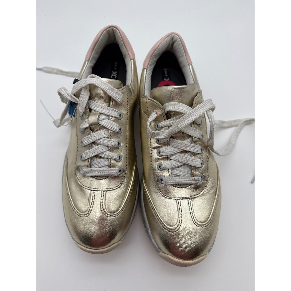 Johnston & Murphy XC4 Shoes Womens 6 golf Gold Metallic Waterproof Sneakers NWT - Picture 2 of 11
